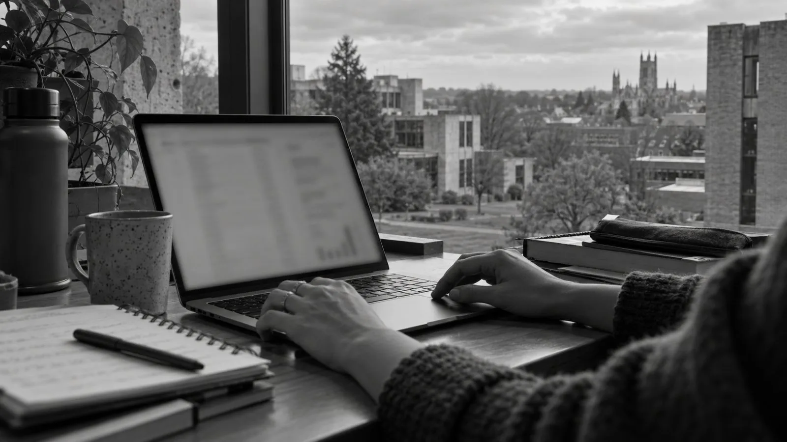 A researcher reviews questionnaire responses at the University of Kent in Canterbury. (AI-generated image / EconoTimes)