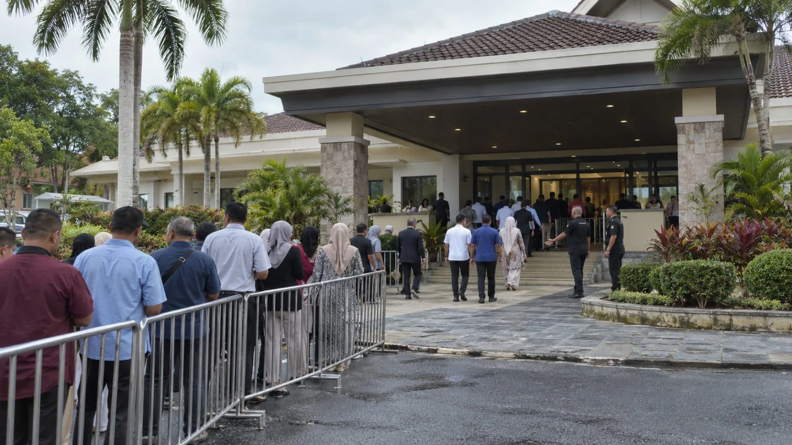 Supporters queue outside a nomination center in Ayer Keroh, Melaka, Malaysia. (AI-generated image / EconoTimes)
