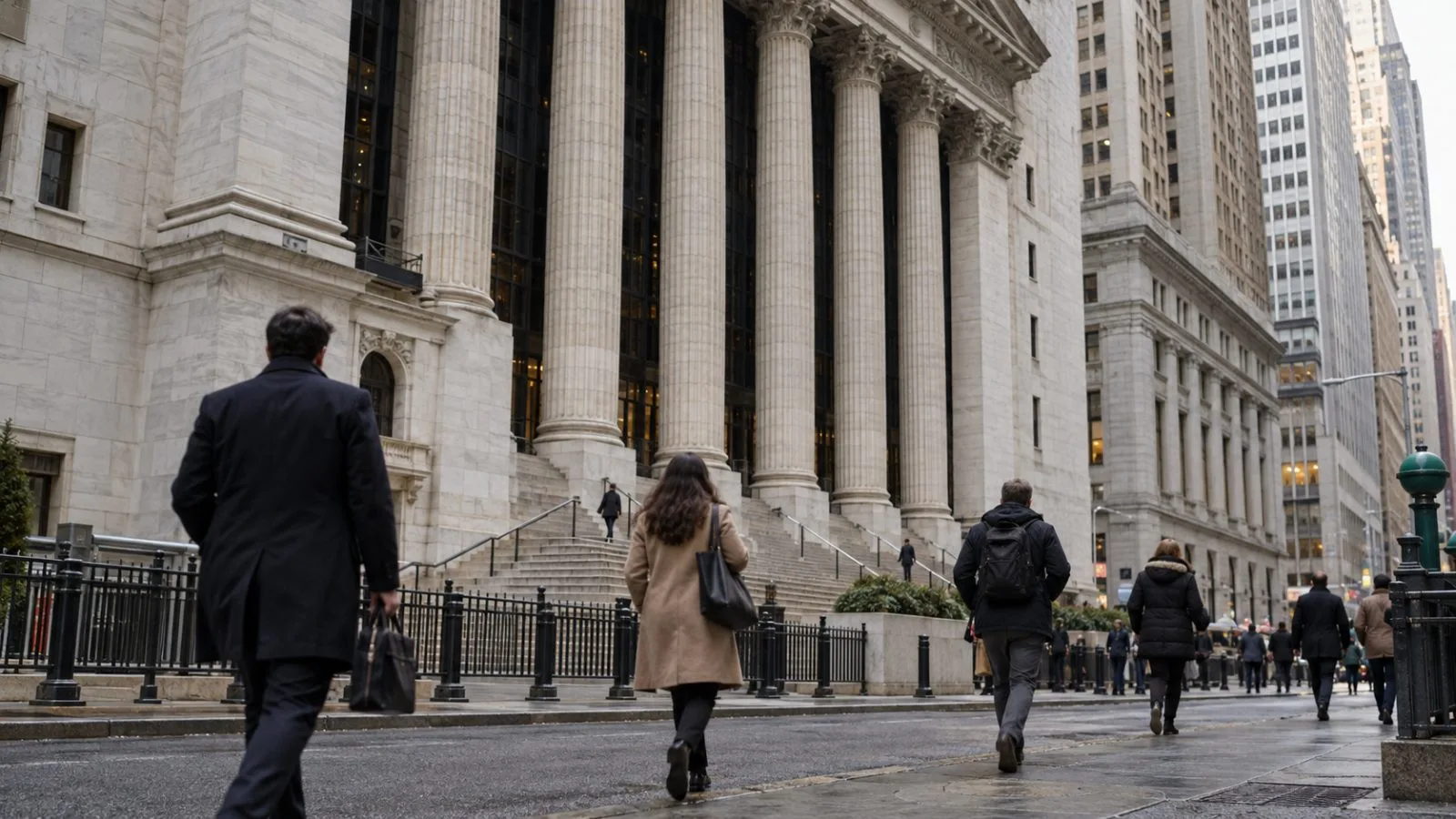 Pedestrians pass the New York Stock Exchange building in lower Manhattan. (AI-generated image / EconoTimes)