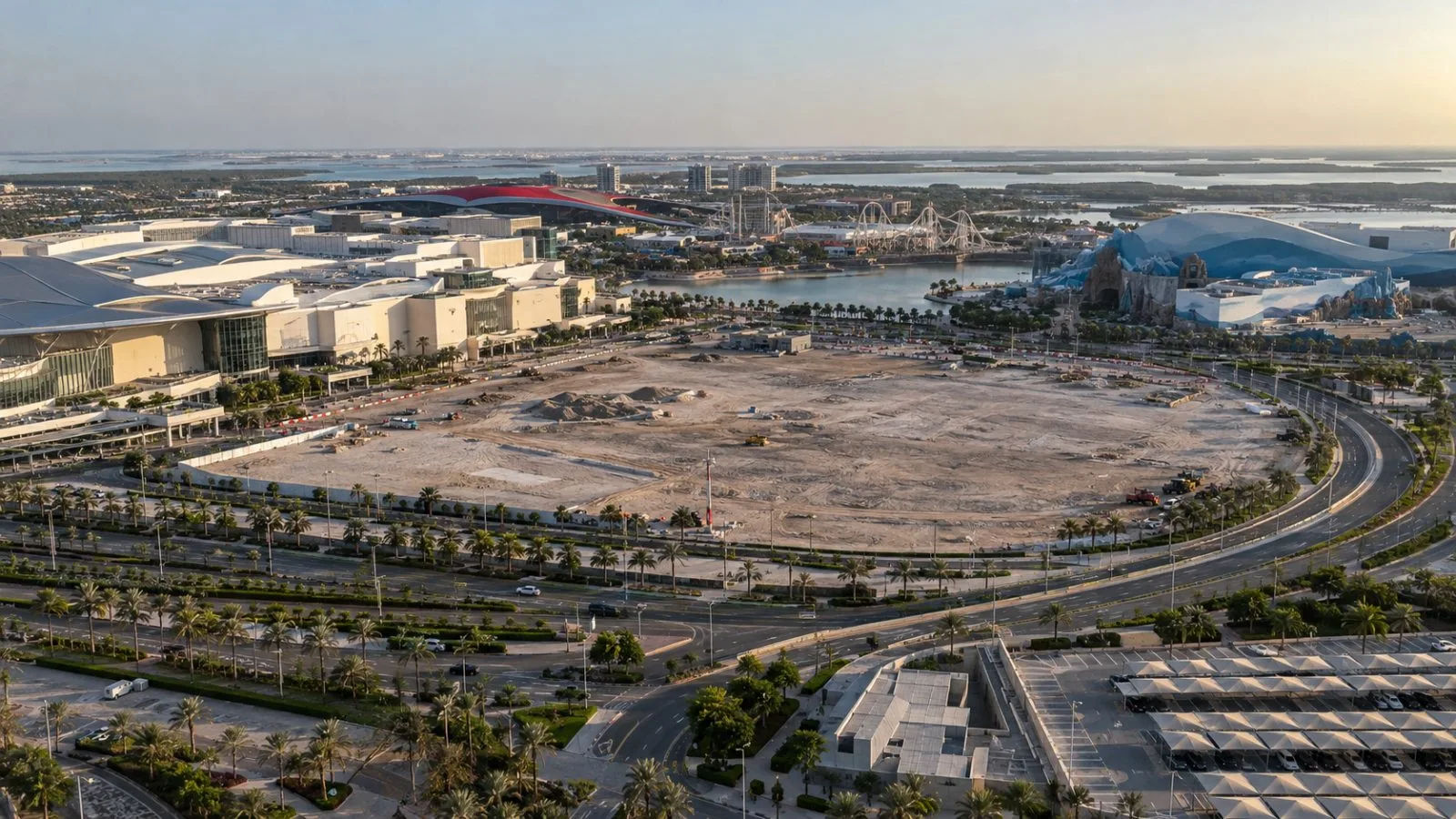The planned venue site lies between Yas Mall and SeaWorld Abu Dhabi on Yas Island. (AI-generated image / EconoTimes)