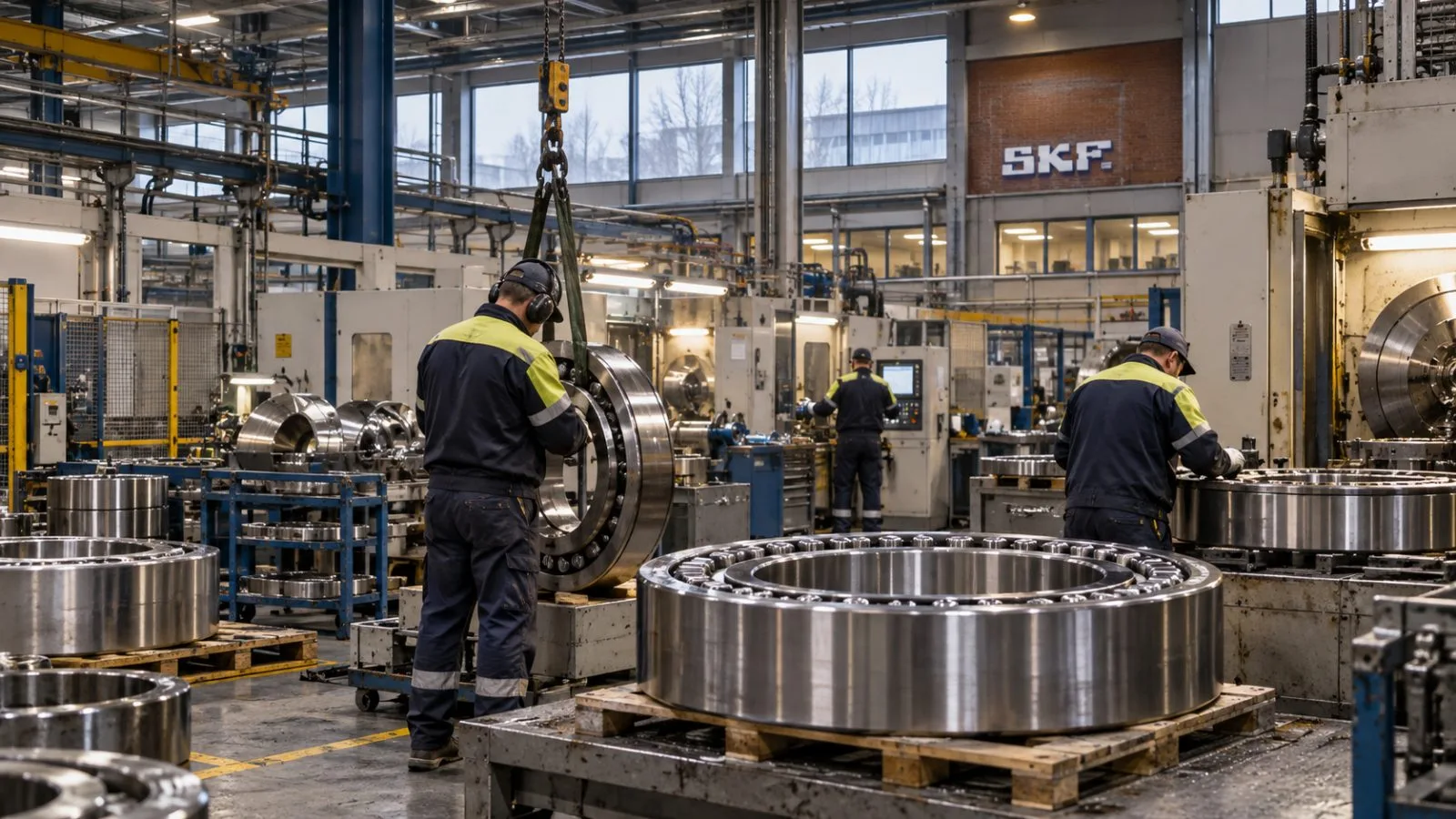 Workers inspect industrial bearings on a factory floor in Gothenburg, Sweden. / EconoTimes.ai