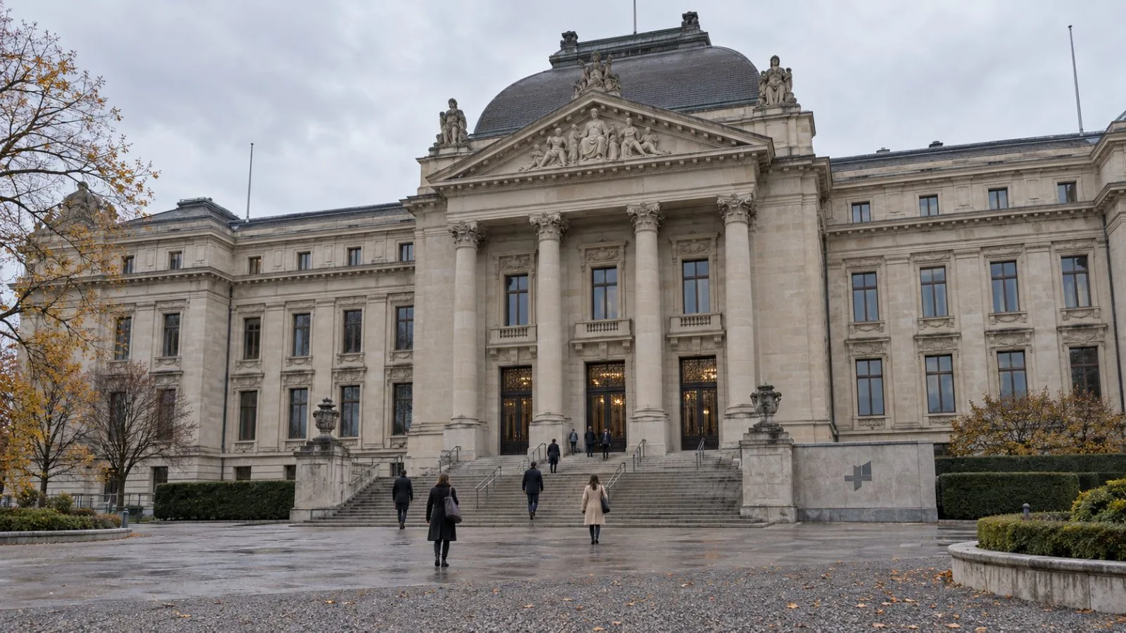 Visitors approach the Swiss Federal Supreme Court building in Lausanne on a cloudy afternoon. / EconoTimes.ai