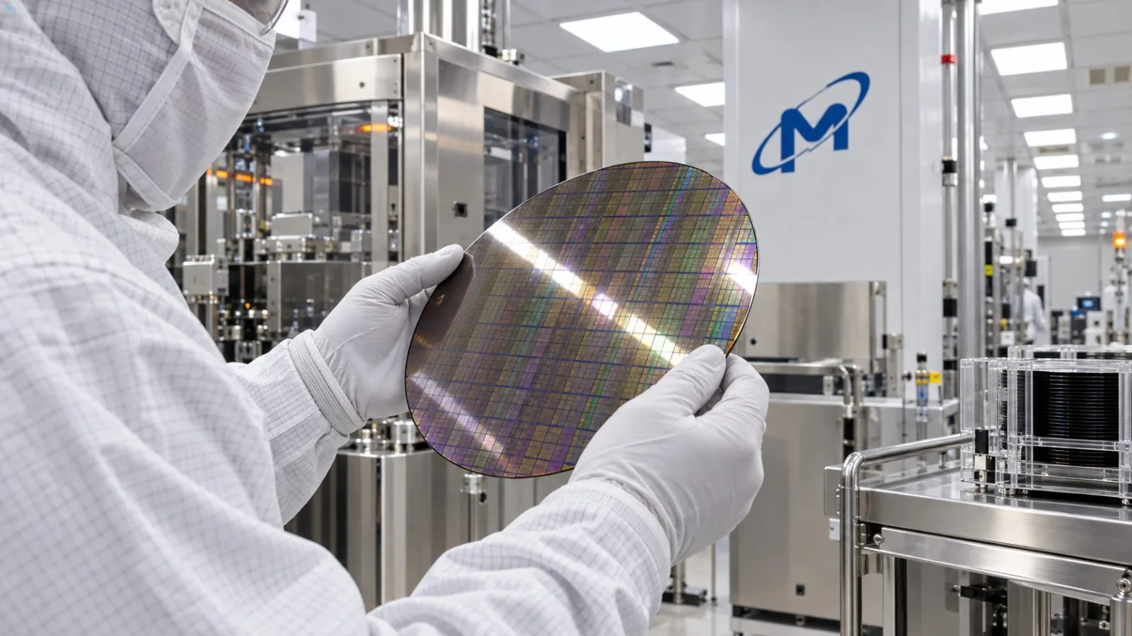 A technician inspects a silicon wafer inside a semiconductor cleanroom in Boise, Idaho. / EconoTimes.ai