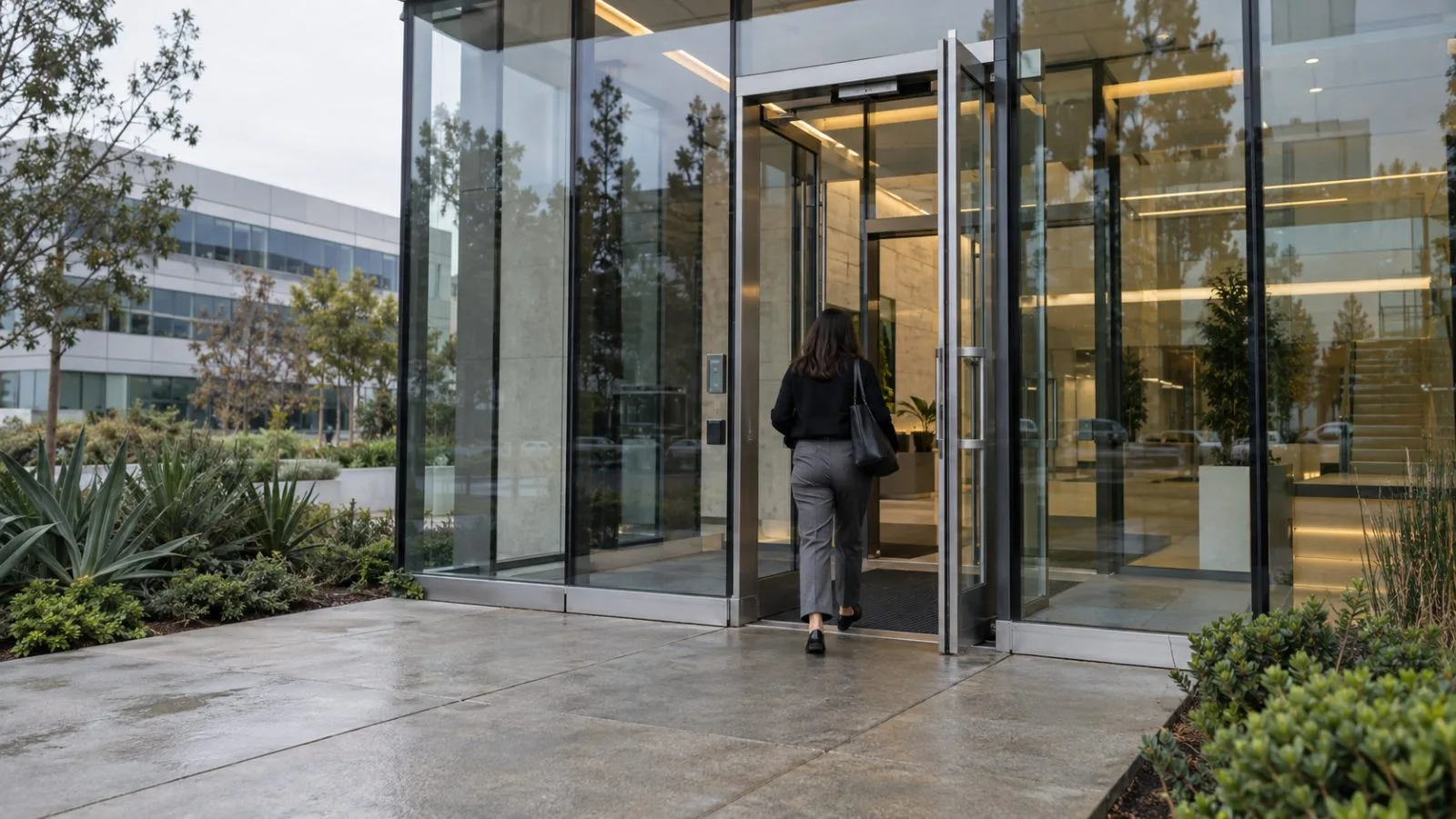 An employee enters Mattel’s headquarters in El Segundo, California. (AI-generated image / EconoTimes)
