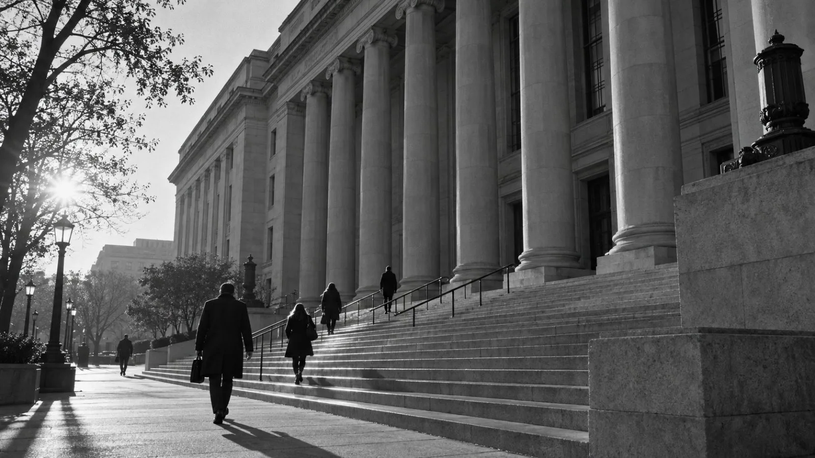 Pedestrians pass the Department of Justice headquarters on Pennsylvania Avenue in Washington, D.C. / TokenPost.ai (mono)