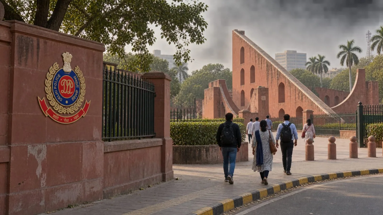 Pedestrians walk near Jantar Mantar in New Delhi. / EconoTimes.ai