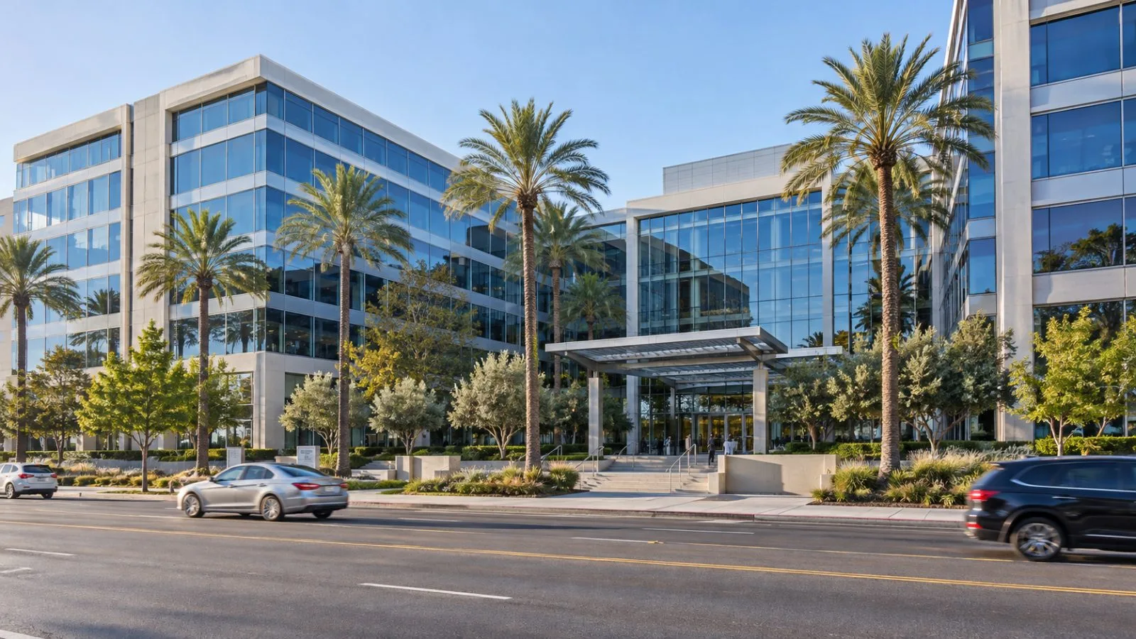 Kilroy Realty’s headquarters stands along West Olympic Boulevard in Los Angeles. (AI-generated image / EconoTimes)