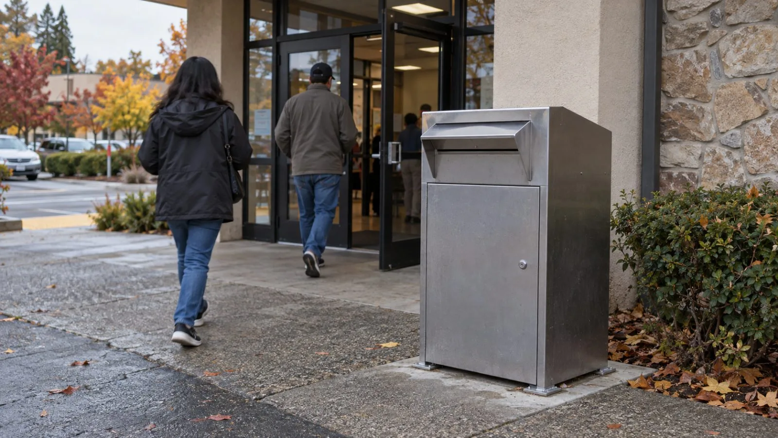 A ballot drop box stands outside a neighborhood polling place in San Jose, California. (AI-generated image / EconoTimes)
