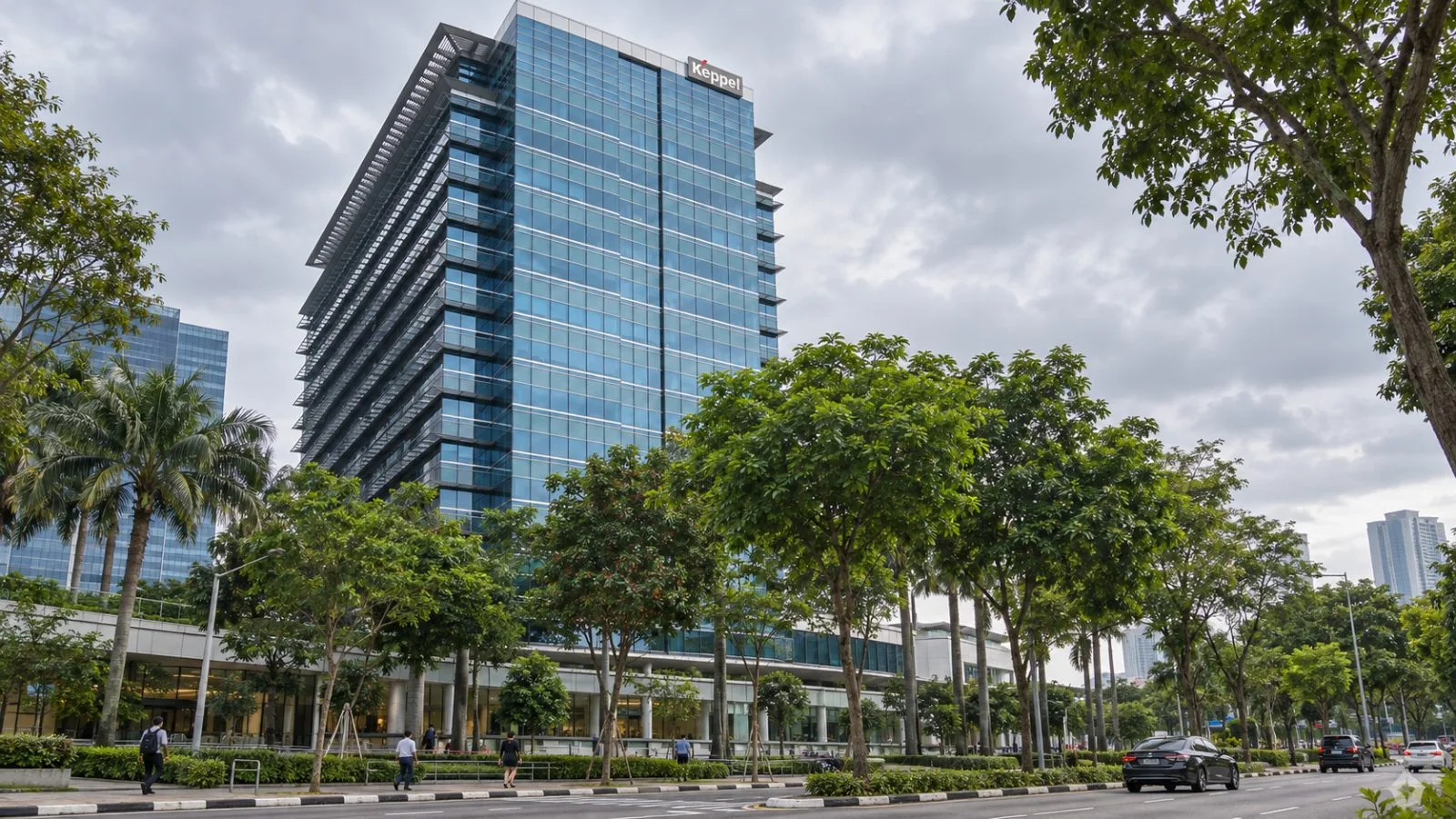 Pedestrians pass the exterior of Keppel South Central in Singapore. / EconoTimes.ai