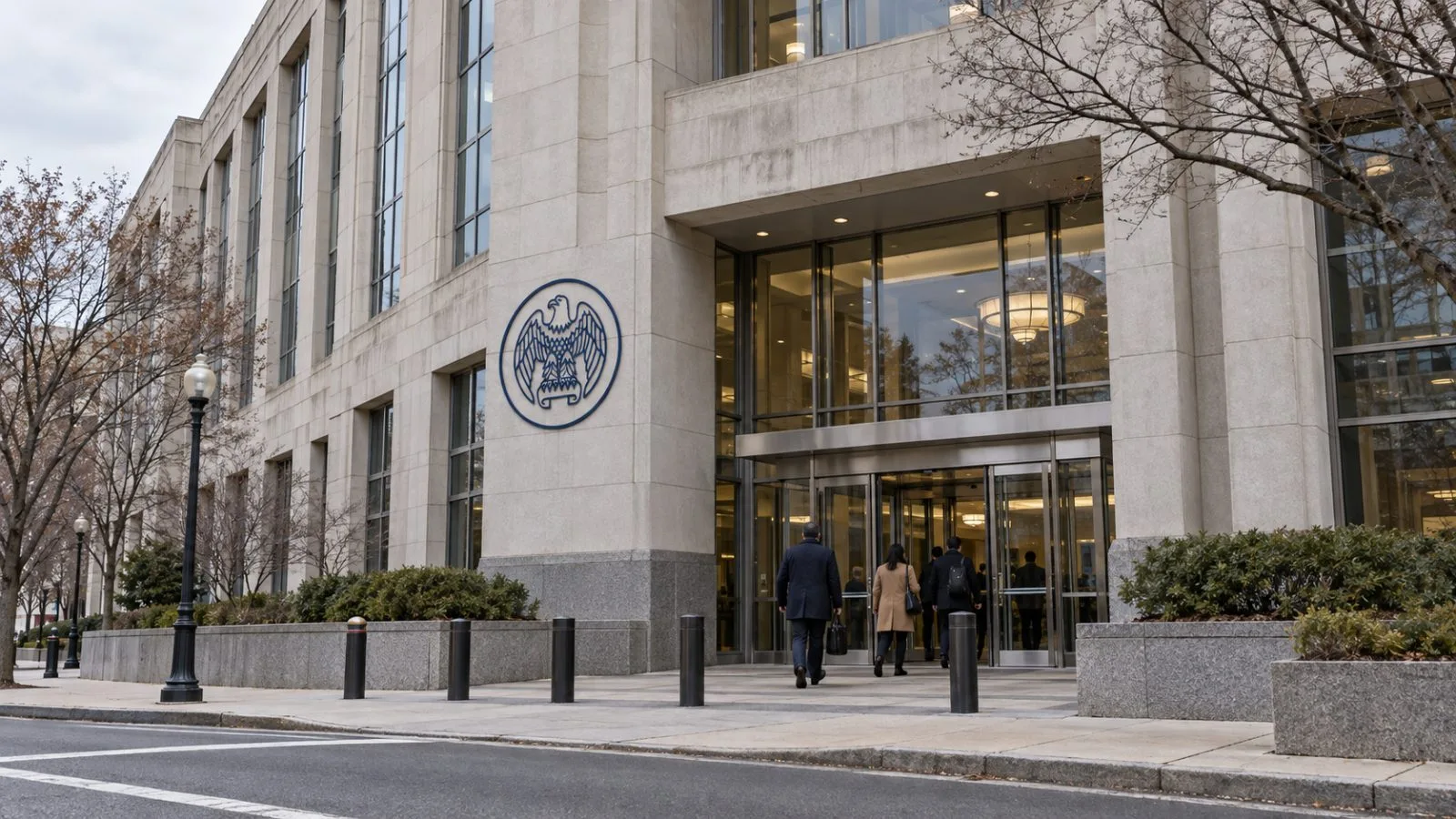 Visitors enter the U.S. International Trade Commission headquarters in Washington, D.C. / EconoTimes.ai
