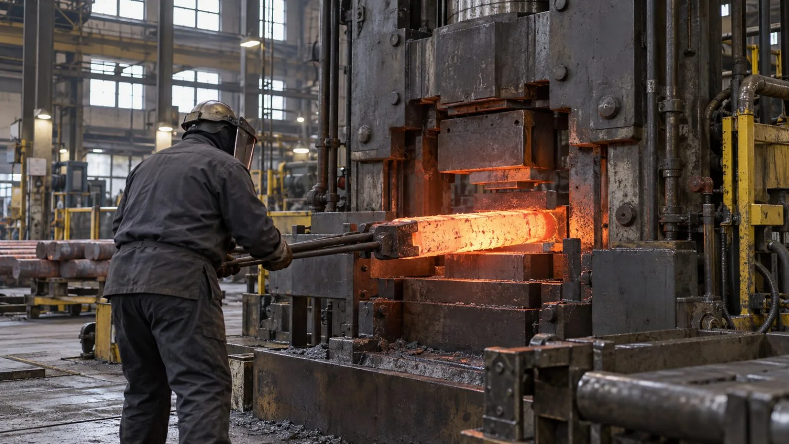A copper alloy billet is shaped at a metalworking plant in Franklin, Indiana (AI-generated image / EconoTimes)