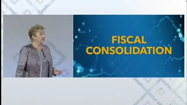 IMF Managing Director Kristalina Georgieva calls for fiscal consolidation during a fireside chat on reshaping the global economy. (Screen grab: Reuters)