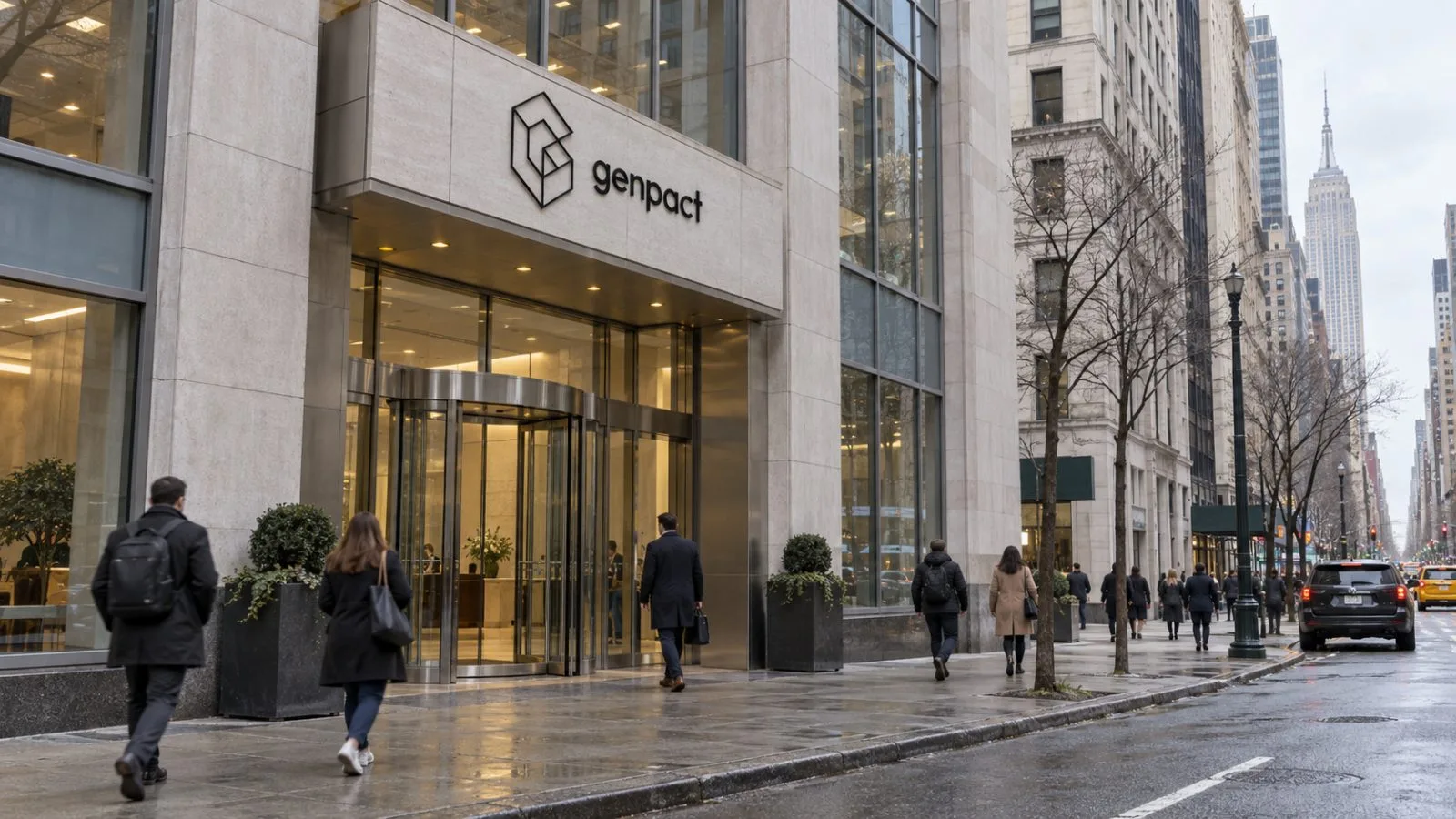Pedestrians pass the Genpact offices on Fifth Avenue in Manhattan, New York. / EconoTimes.ai