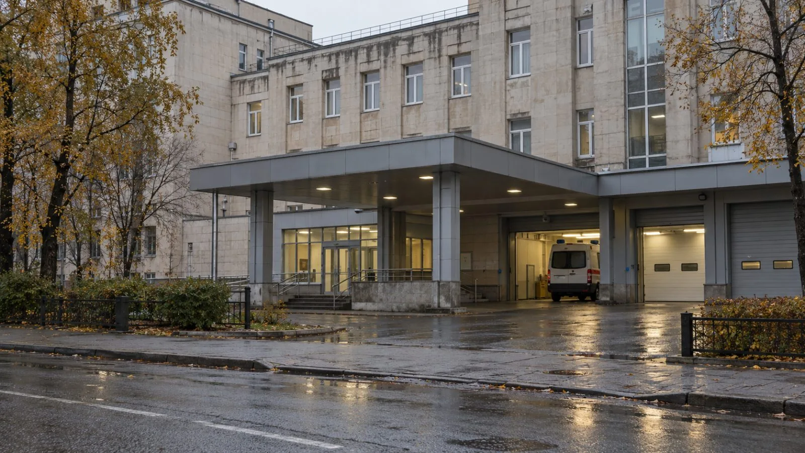An ambulance bay sits outside a hospital in St. Petersburg, Russia. (AI-generated image / EconoTimes)