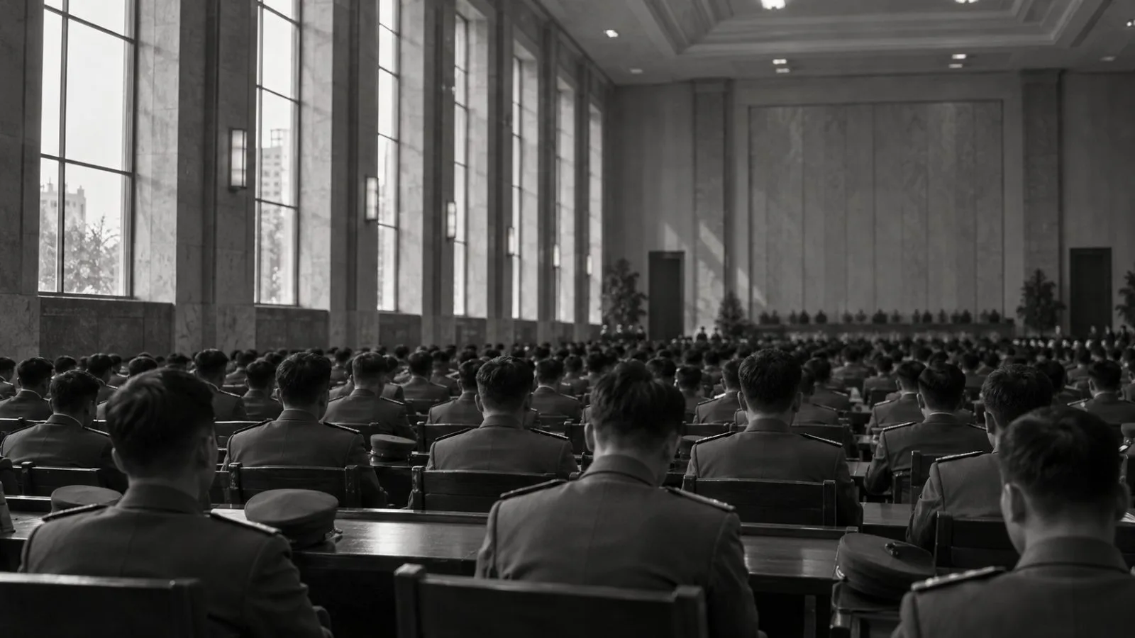 North Korean company commanders attend a military meeting in Pyongyang. (AI-generated image / EconoTimes)