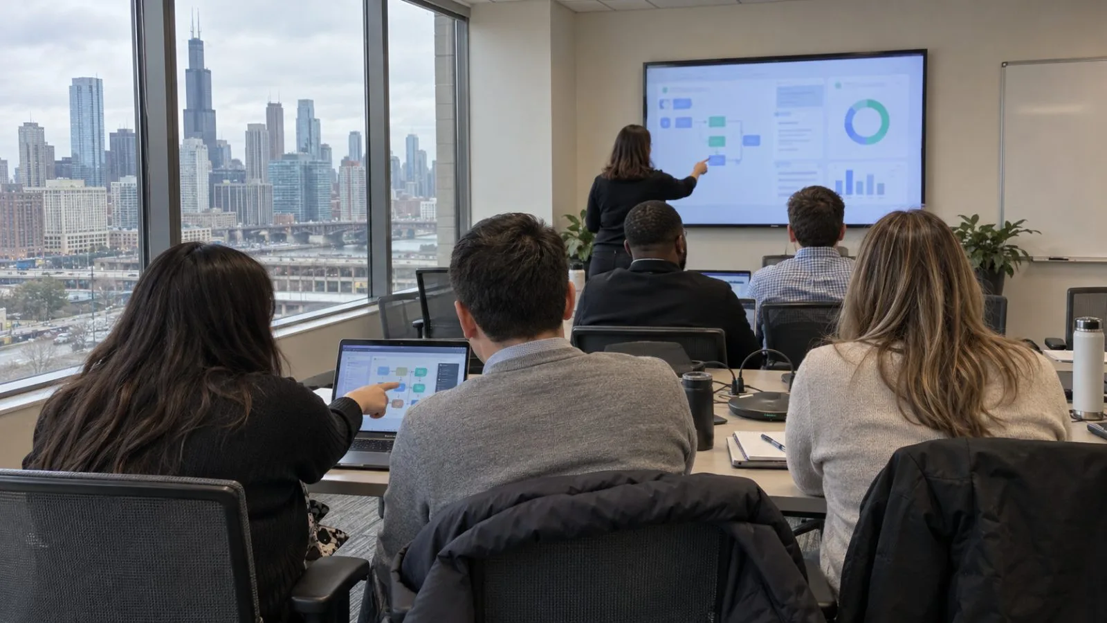 Employees take part in a workplace AI training session in Chicago, Illinois. (AI-generated image / EconoTimes)