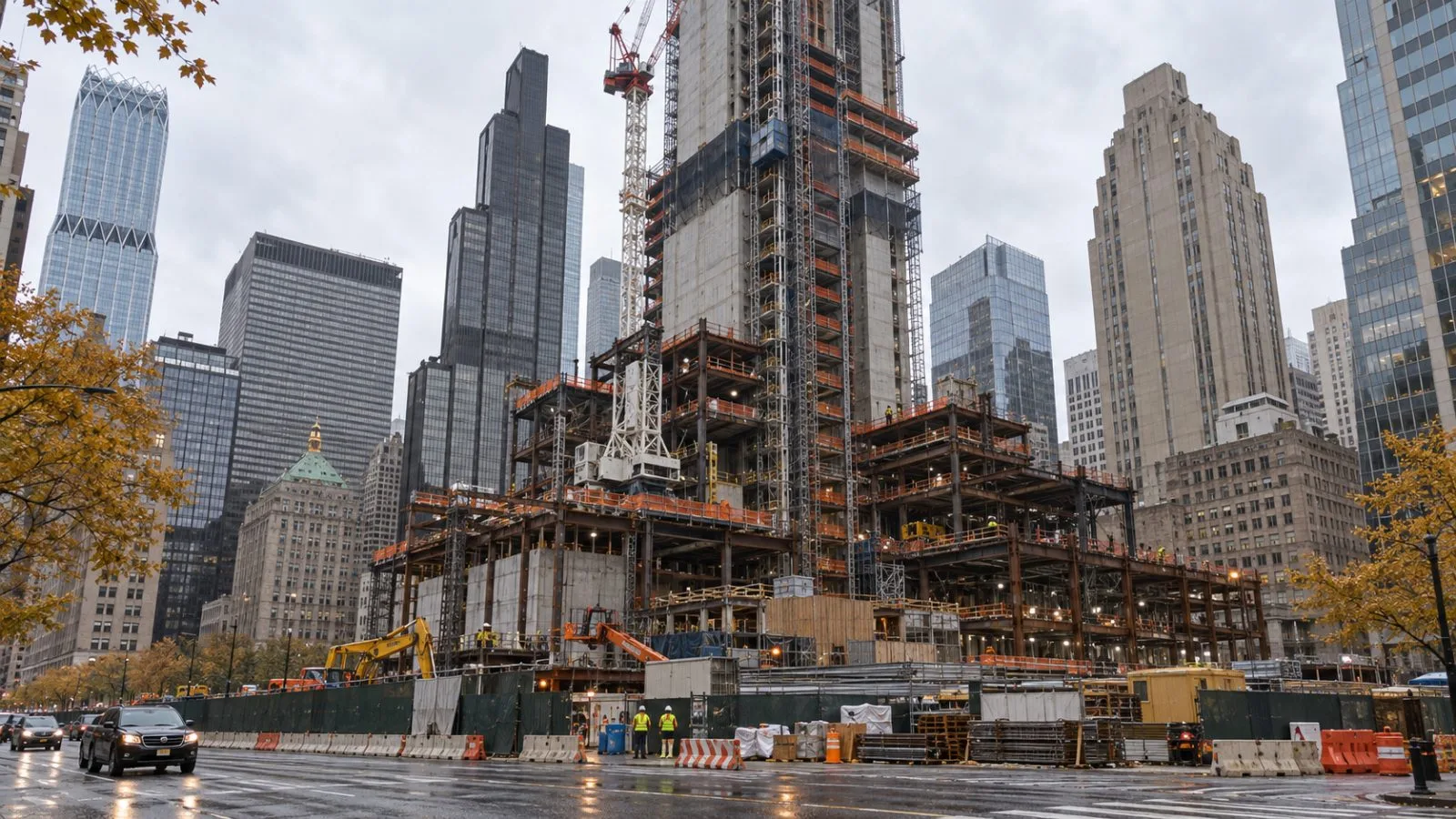 A construction site occupies 350 Park Avenue in Midtown Manhattan, New York. / EconoTimes.ai
