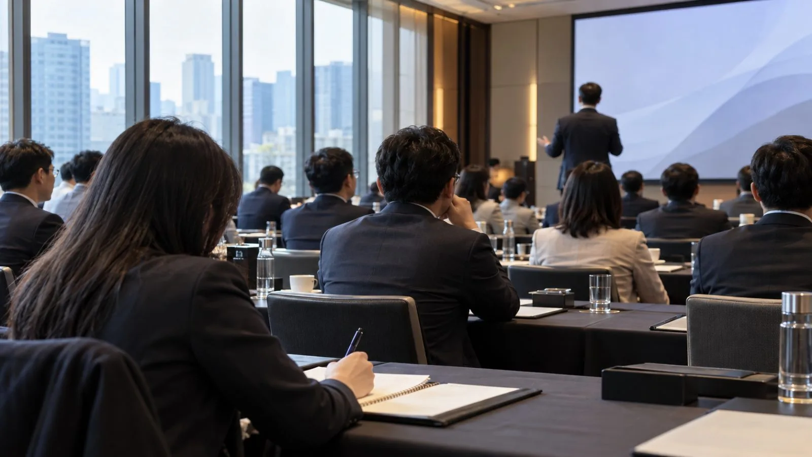 Executives listen during a business forum in Seoul, South Korea. (AI-generated image / EconoTimes)