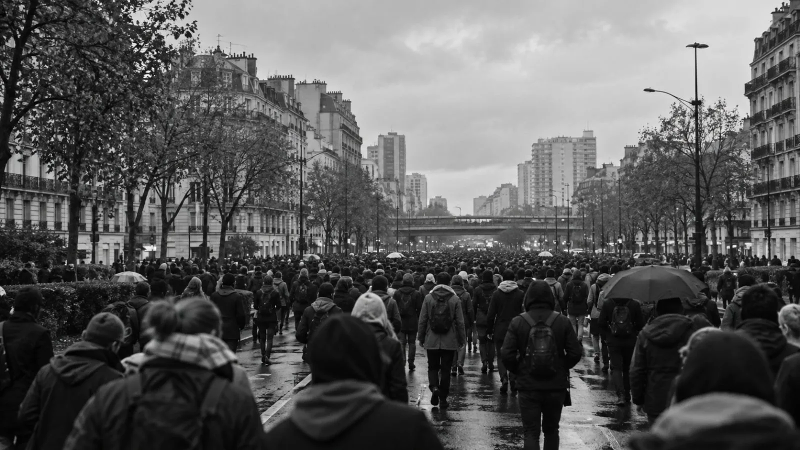 Demonstrators gather near Porte de Charenton during a march in Paris, France. (AI-generated image / EconoTimes)