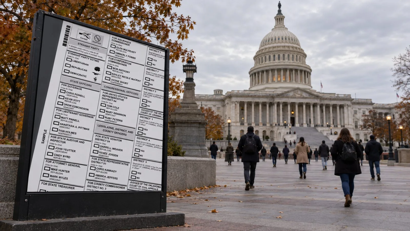 Pedestrians cross the plaza before the U.S. Capitol in Washington, D.C., under overcast autumn skies. / EconoTimes.ai