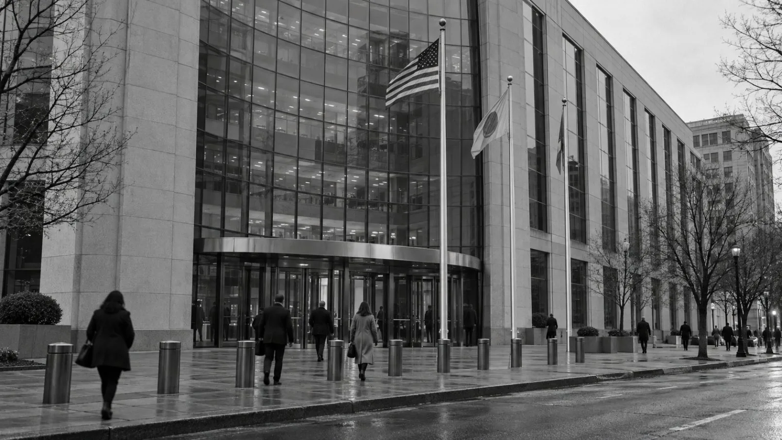 Pedestrians pass the U.S. Securities and Exchange Commission headquarters in Washington, D.C. (AI-generated image / EconoTimes)