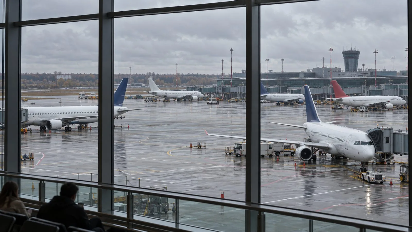 Passenger aircraft sit on the apron at Sheremetyevo International Airport near Moscow. (AI-generated image / EconoTimes)