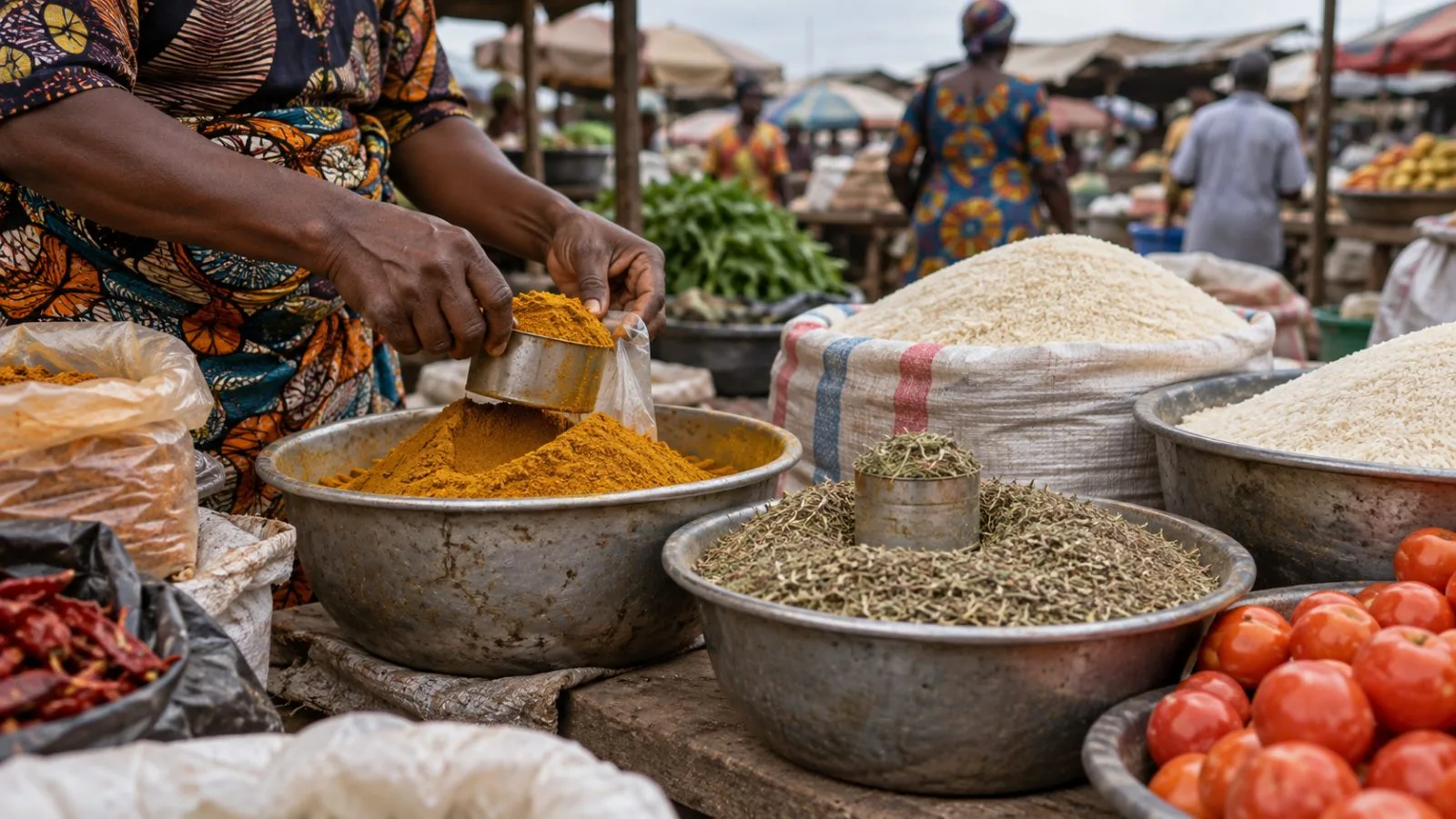 A poultry seller weighs a dressed chicken at a market in Kumbotso, Kano State, Nigeria. / EconoTimes.ai