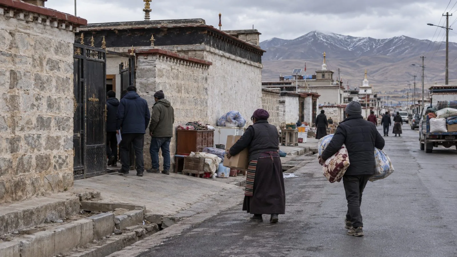 Local relief workers inspect a residence after an earthquake in Nagqu, Tibet, China. (AI-generated image / EconoTimes)