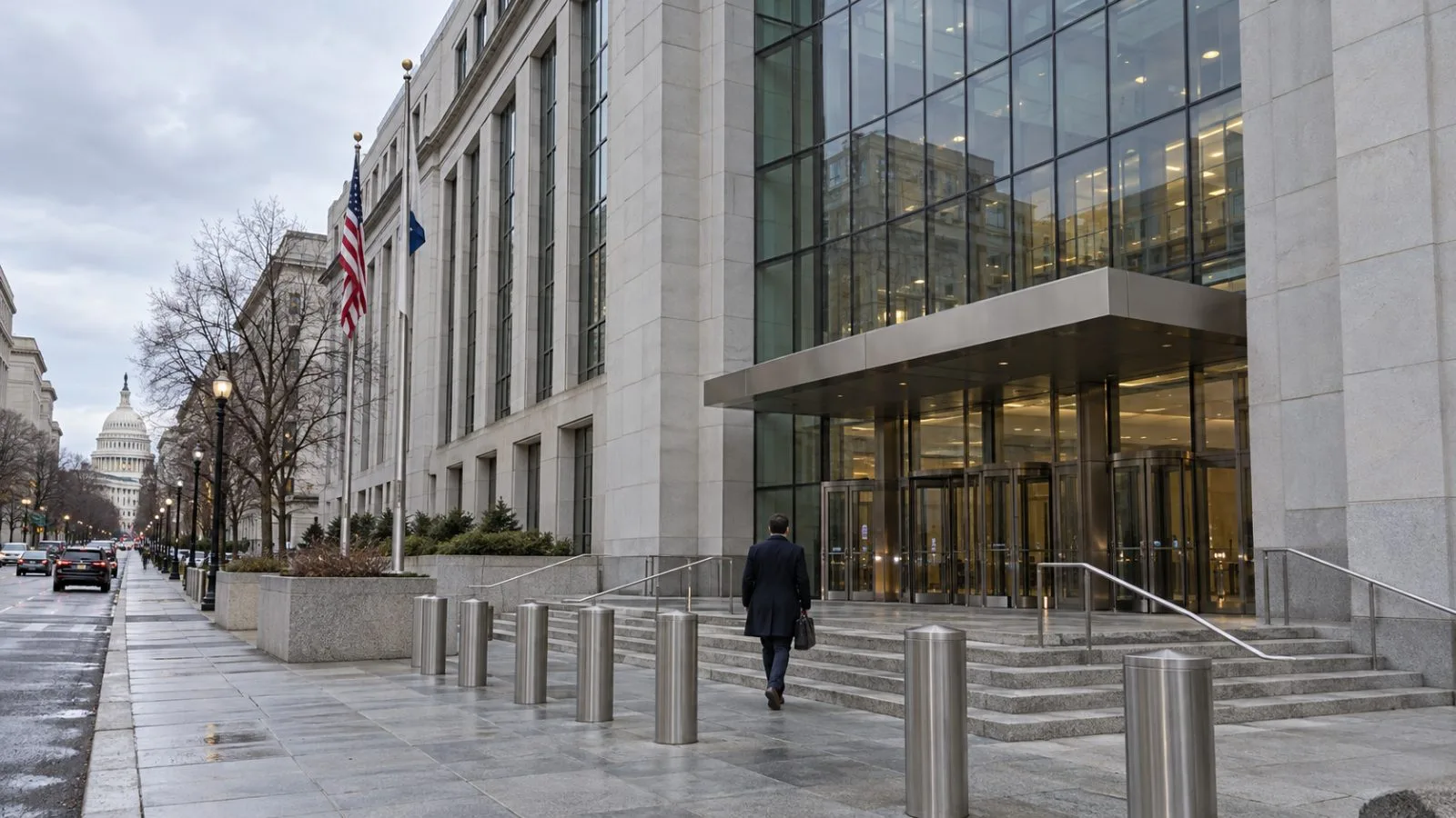 The U.S. Securities and Exchange Commission headquarters stands along F Street in Washington, D.C. (AI-generated image / EconoTimes)