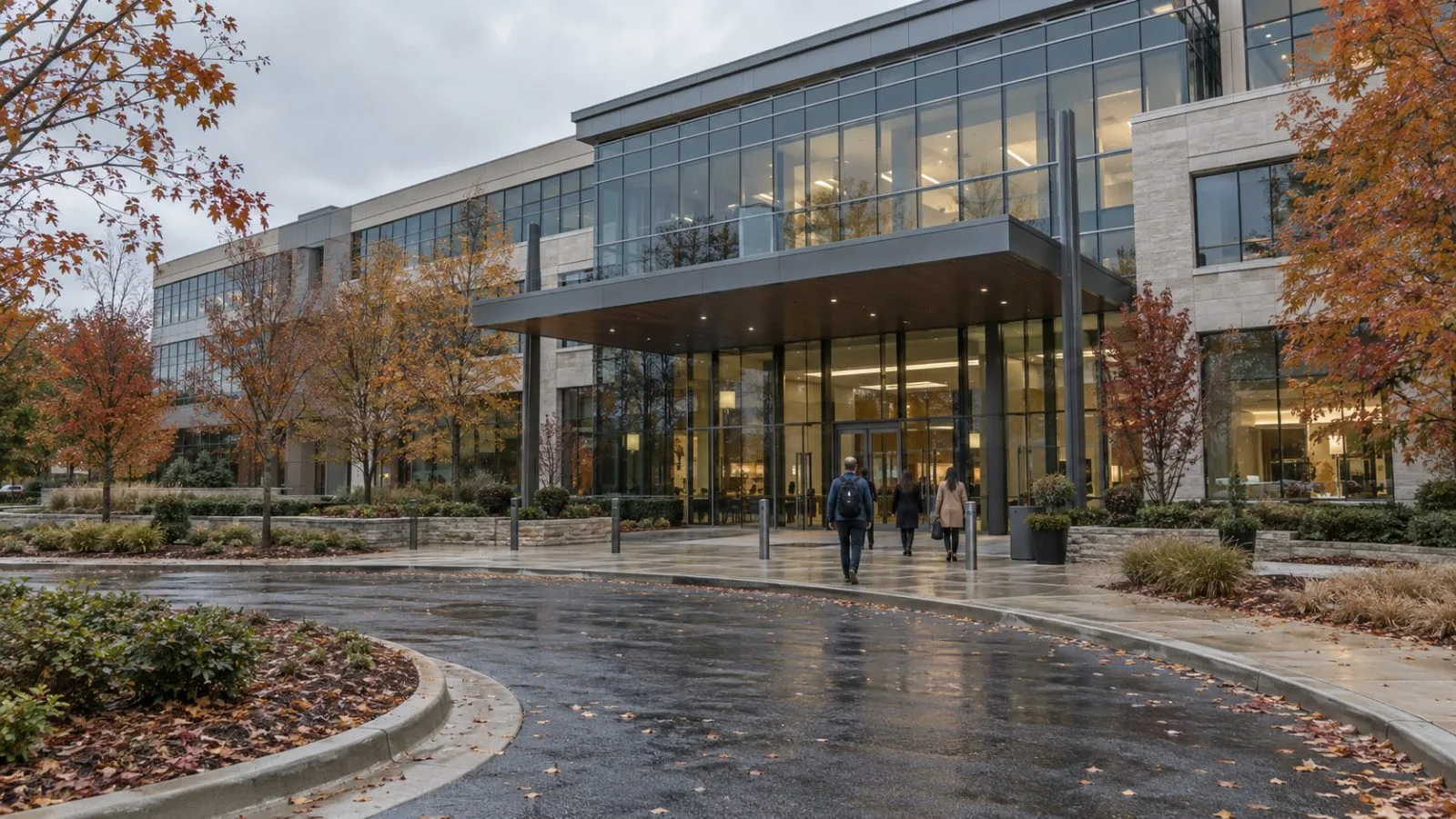 Employees enter Genuine Parts Company's headquarters in Atlanta on an overcast morning. (AI-generated image / EconoTimes)