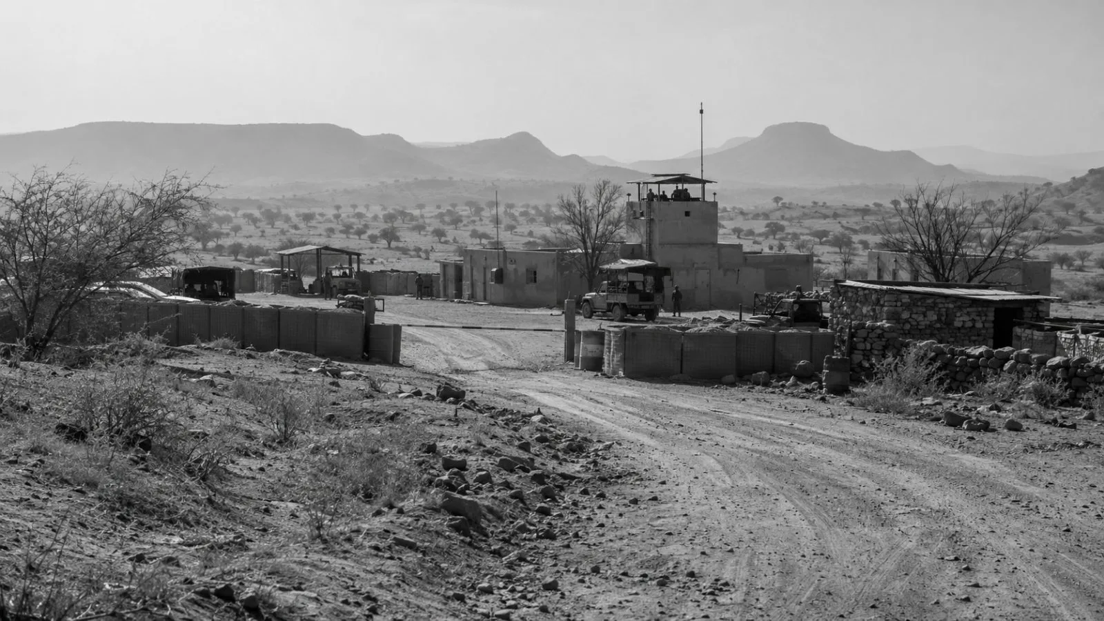 A military outpost stands near Bakori in Sudan's Blue Nile region. (AI-generated image / EconoTimes)