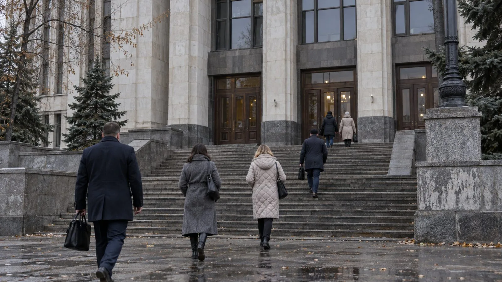 The Southern District Military Court stands in Rostov-on-Don on an overcast autumn day. (AI-generated image / EconoTimes)