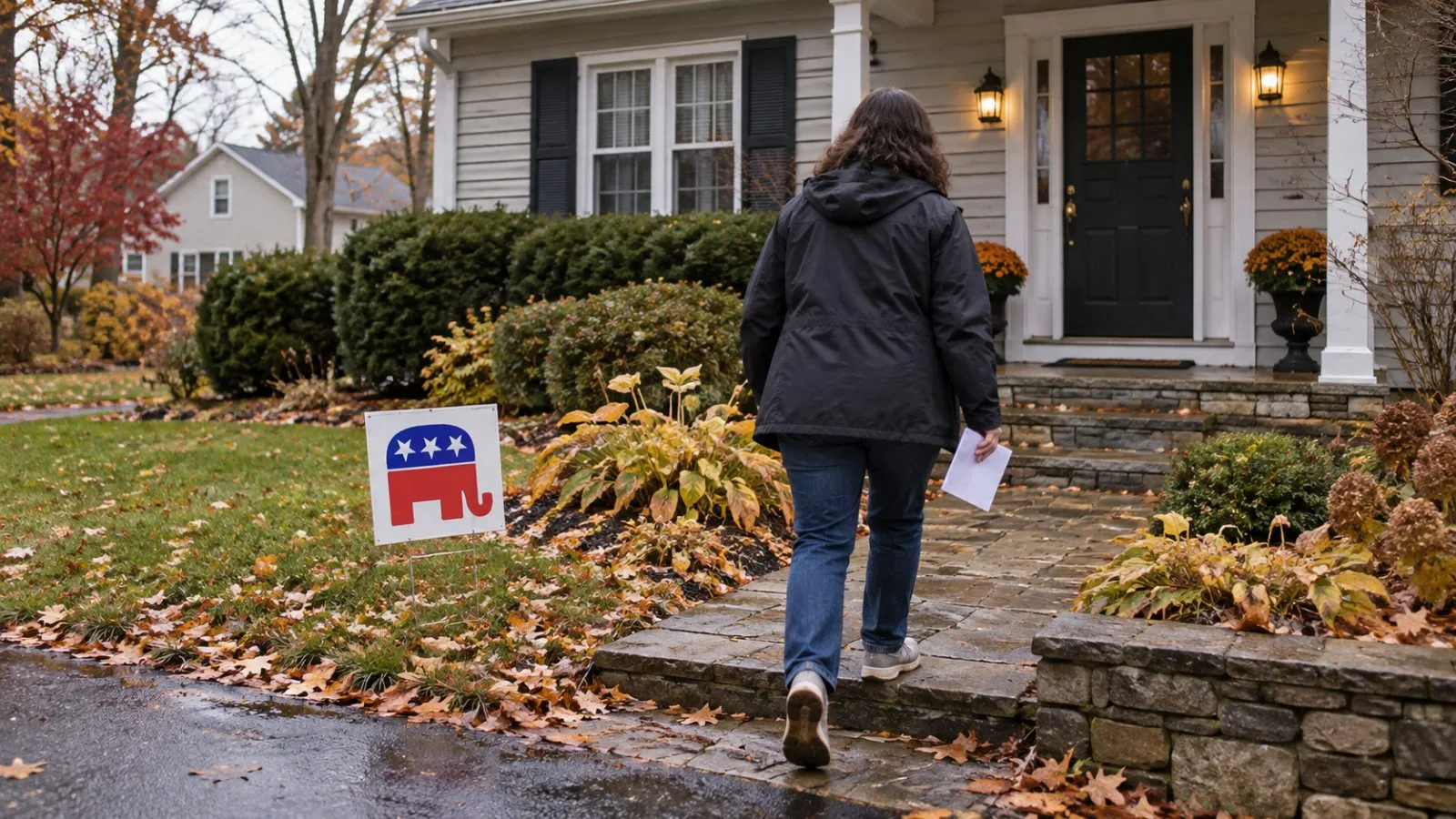 A canvasser approaches a home on a residential street in New City, New York / EconoTimes.ai