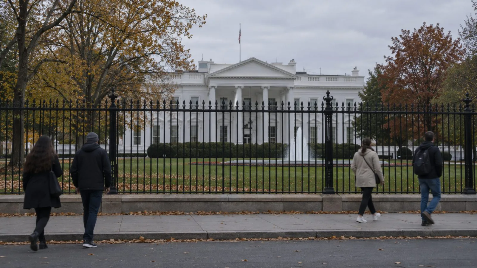 Pedestrians pass the White House in Washington, D.C., on an overcast afternoon. (AI-generated image / EconoTimes)