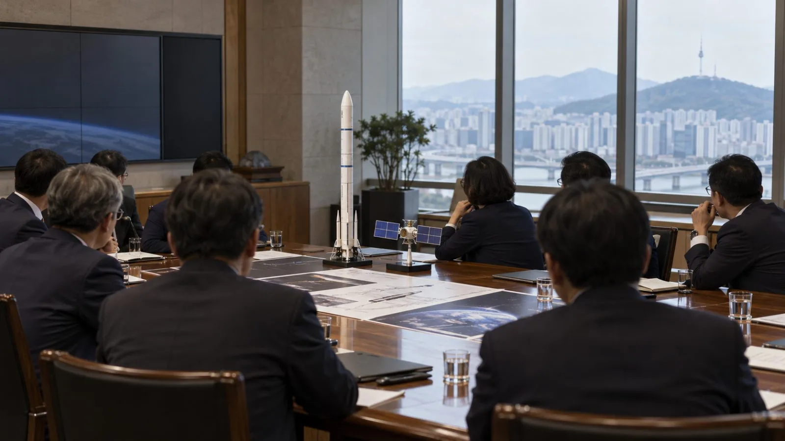 Officials sit around a Cabinet meeting table in Seoul, South Korea. (AI-generated image / EconoTimes)