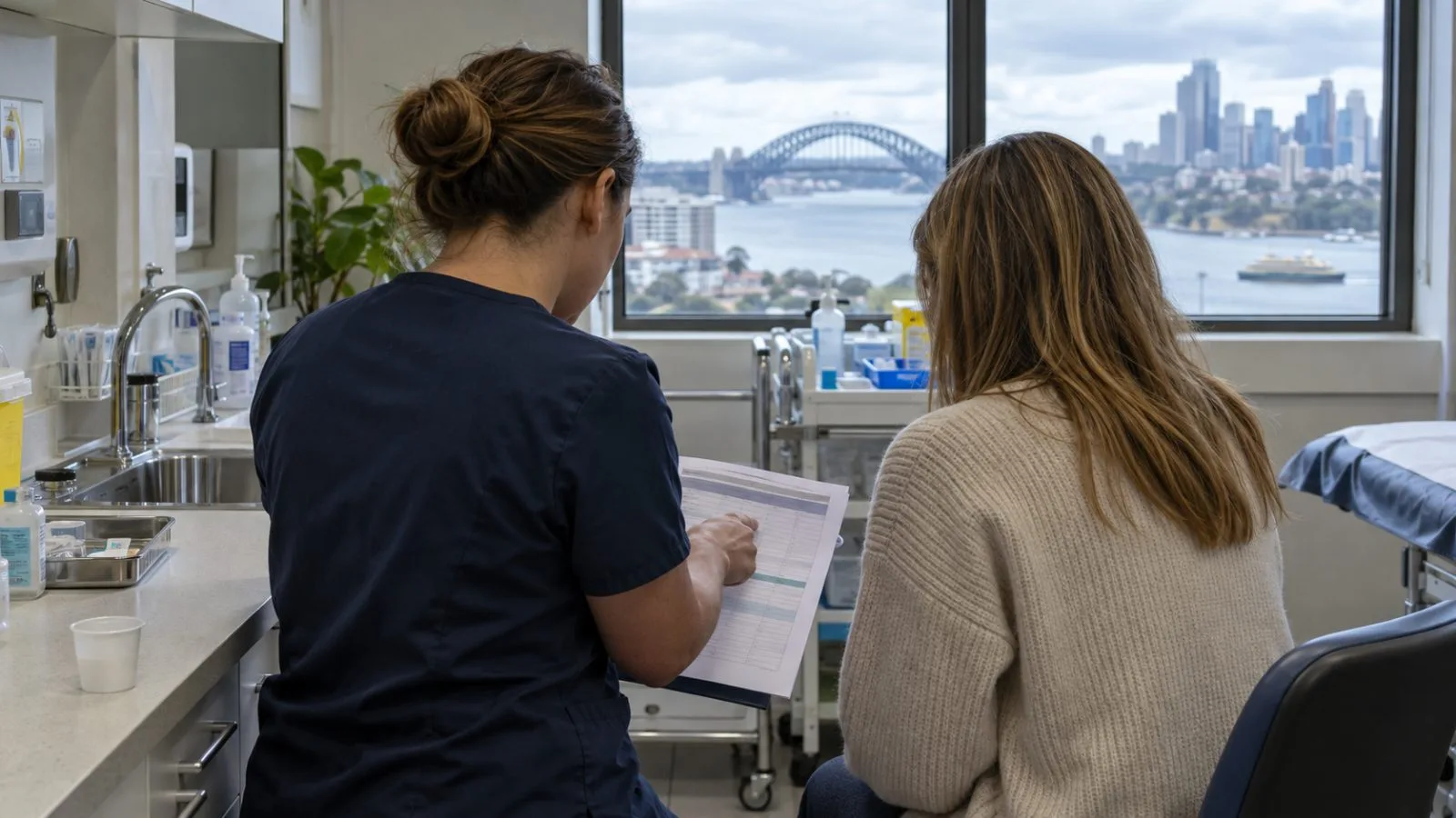 A clinician reviews a patient’s medication history in an allergy clinic in Sydney, Australia. (AI-generated image / EconoTimes)