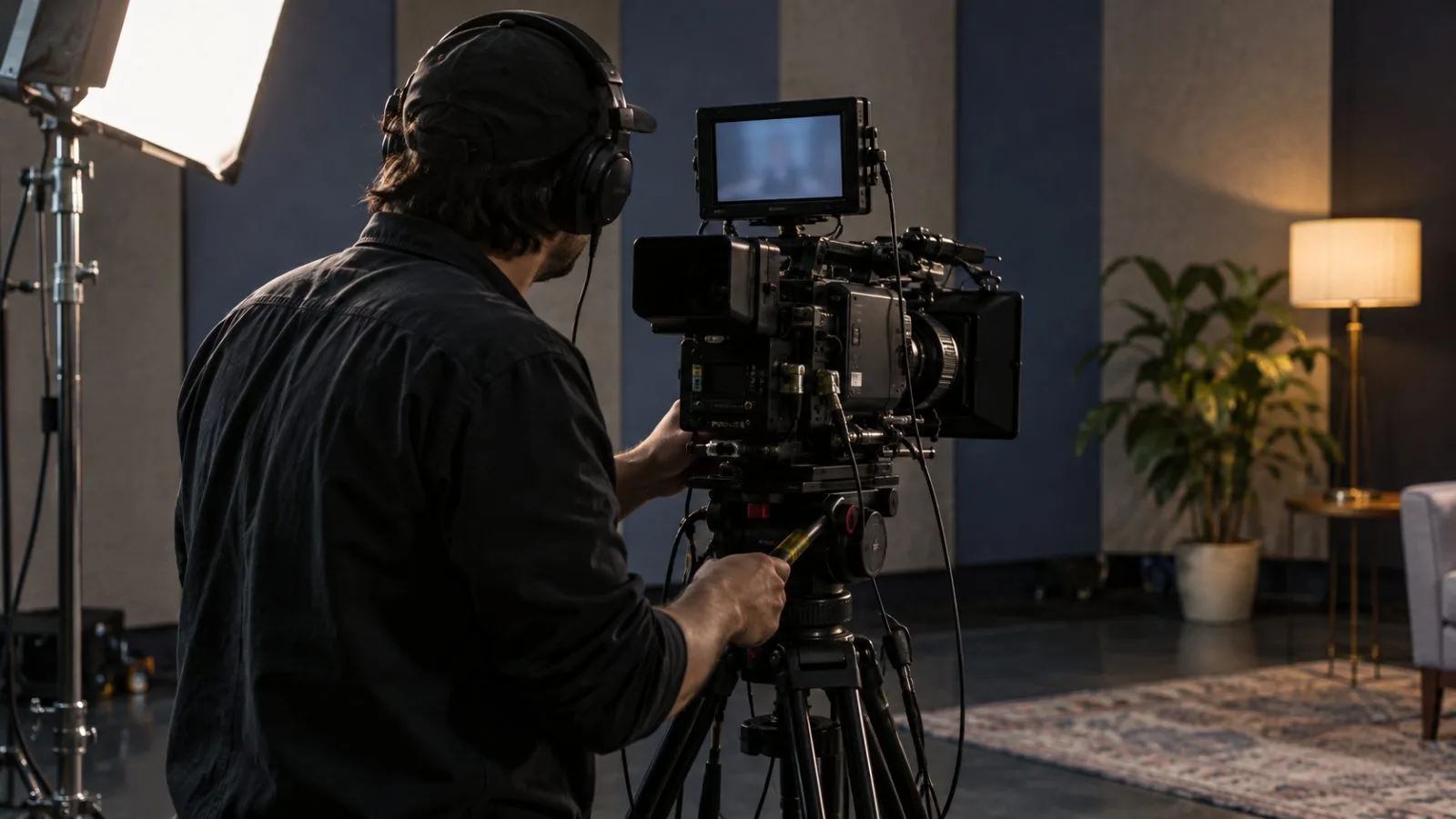 A camera operator adjusts equipment in a Washington, D.C., interview studio. (AI-generated image / EconoTimes)