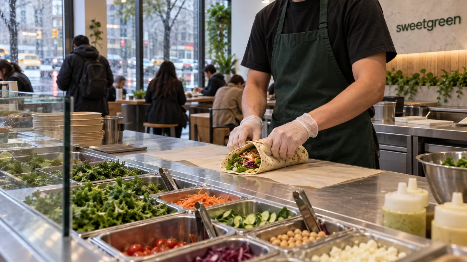 Restaurant workers prepare salads during a midday shift in Chicago, Illinois. / EconoTimes.ai