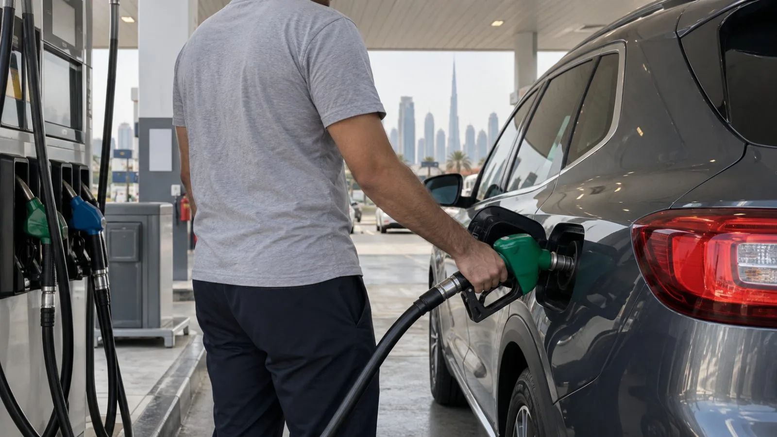 A motorist refuels at a petrol station in Dubai, United Arab Emirates. (AI-generated image / EconoTimes)