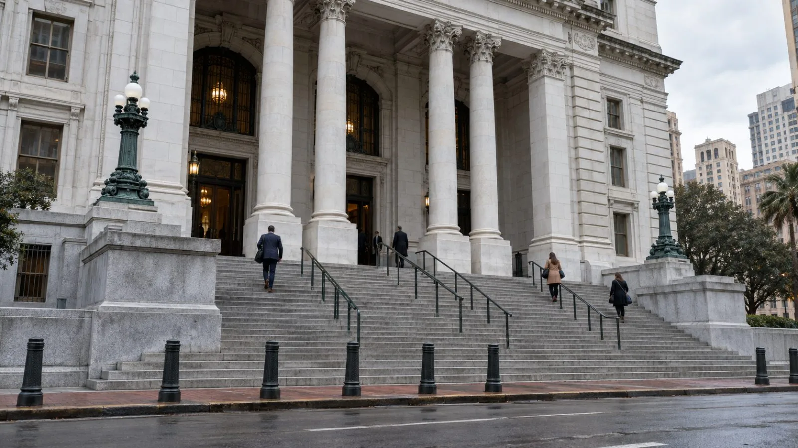 Visitors approach the John Minor Wisdom U.S. Court of Appeals Building in New Orleans, Louisiana. (AI-generated image / EconoTimes)