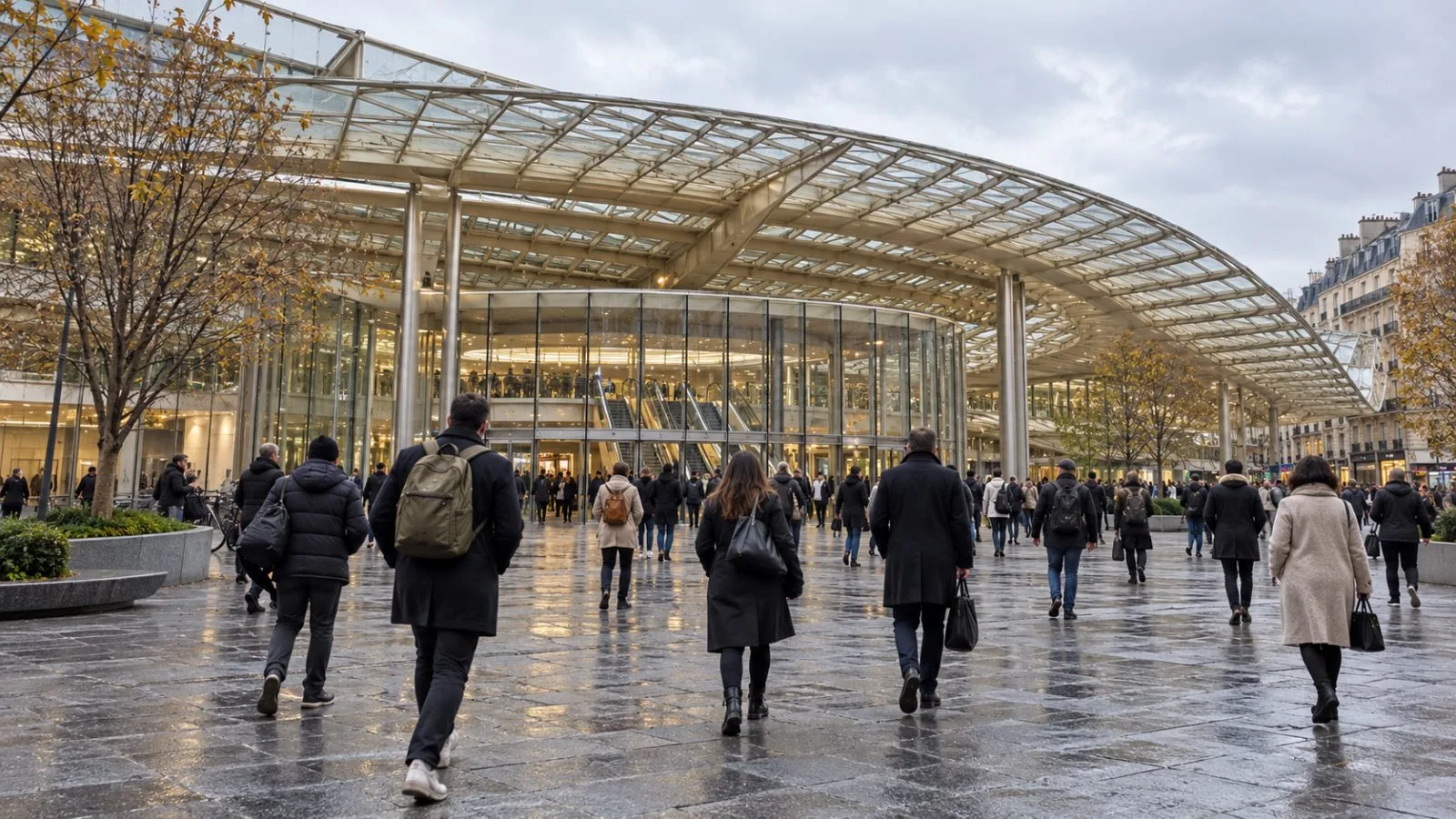 Shoppers pass beneath the Canopée at Westfield Forum des Halles in Paris. / EconoTimes.ai