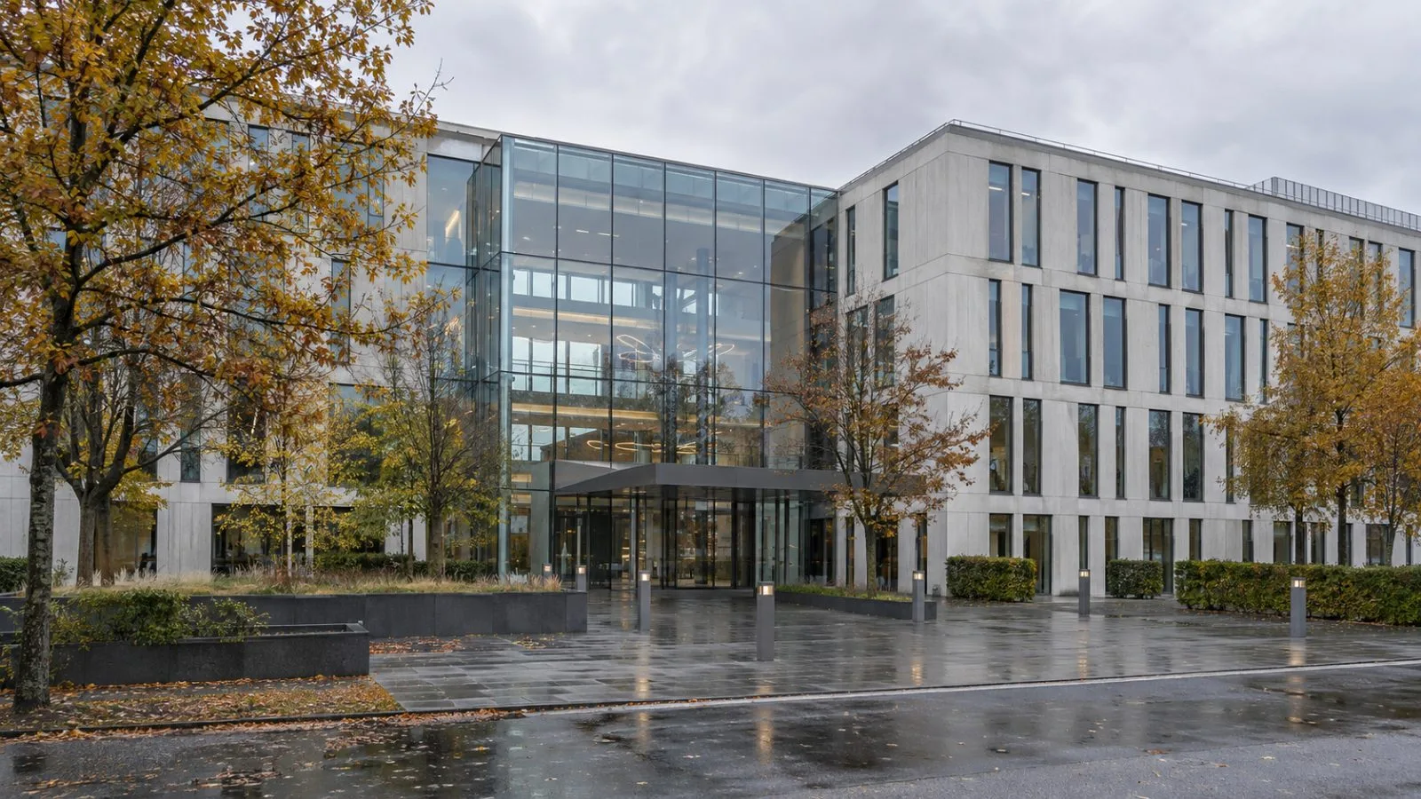 H. Lundbeck's headquarters stands beside autumn trees on Ottiliavej in Valby, Copenhagen. (AI-generated image / EconoTimes)