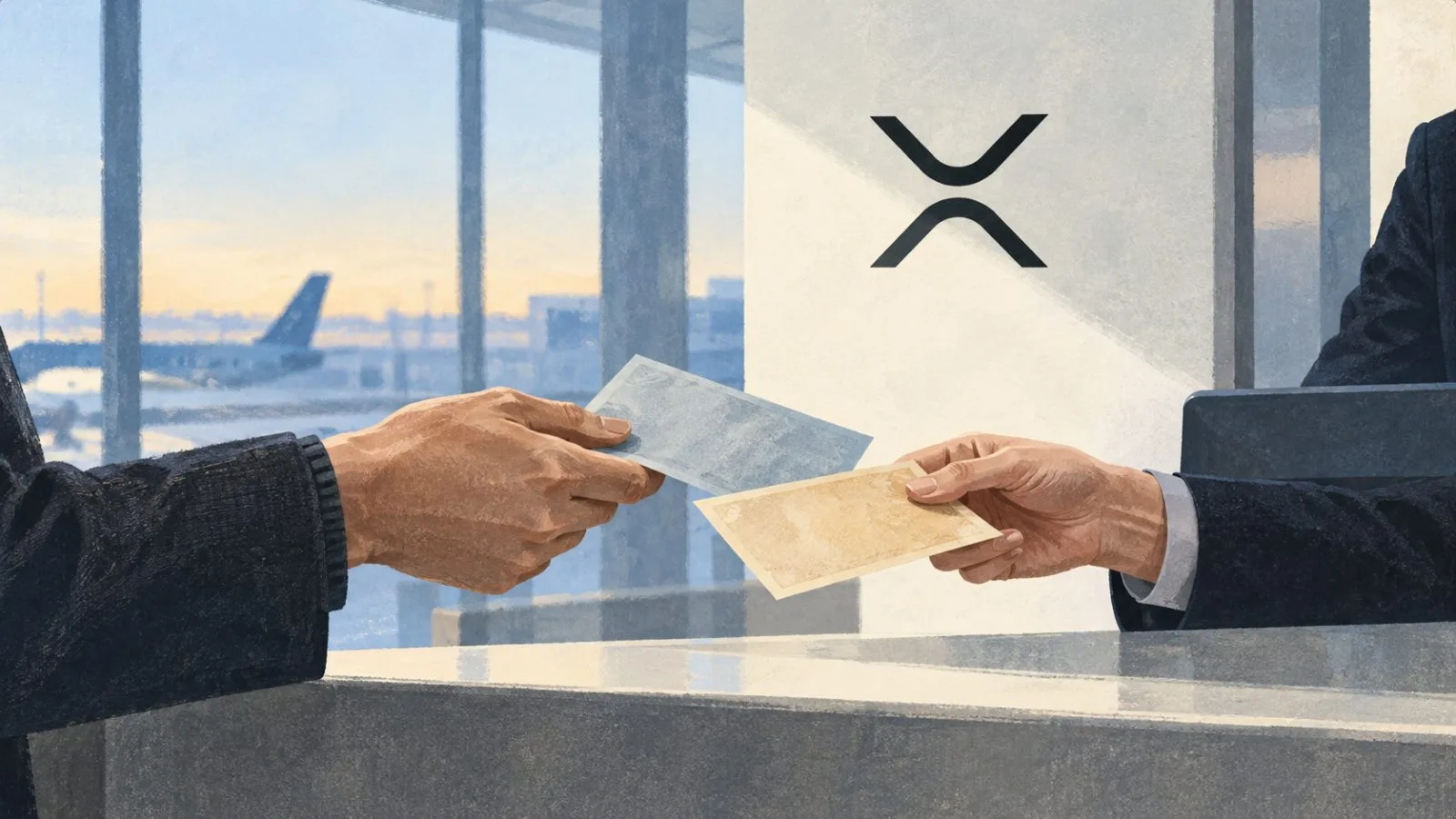 A split editorial graphic distinguishes XRP exchange deposits from Binance withdrawal averages. / TokenPost.ai