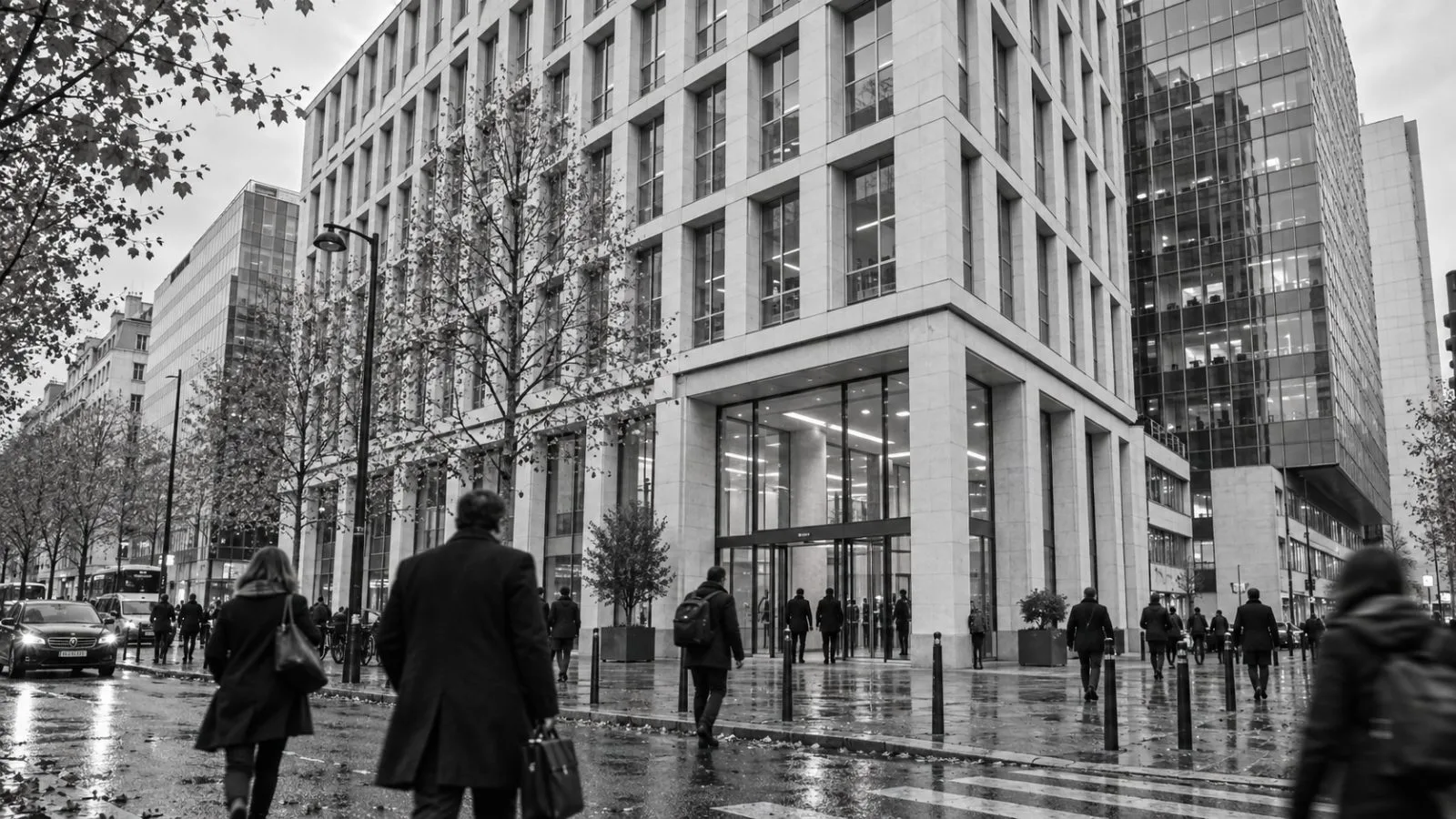 Pedestrians pass the European Securities and Markets Authority offices in Paris. / EconoTimes.ai