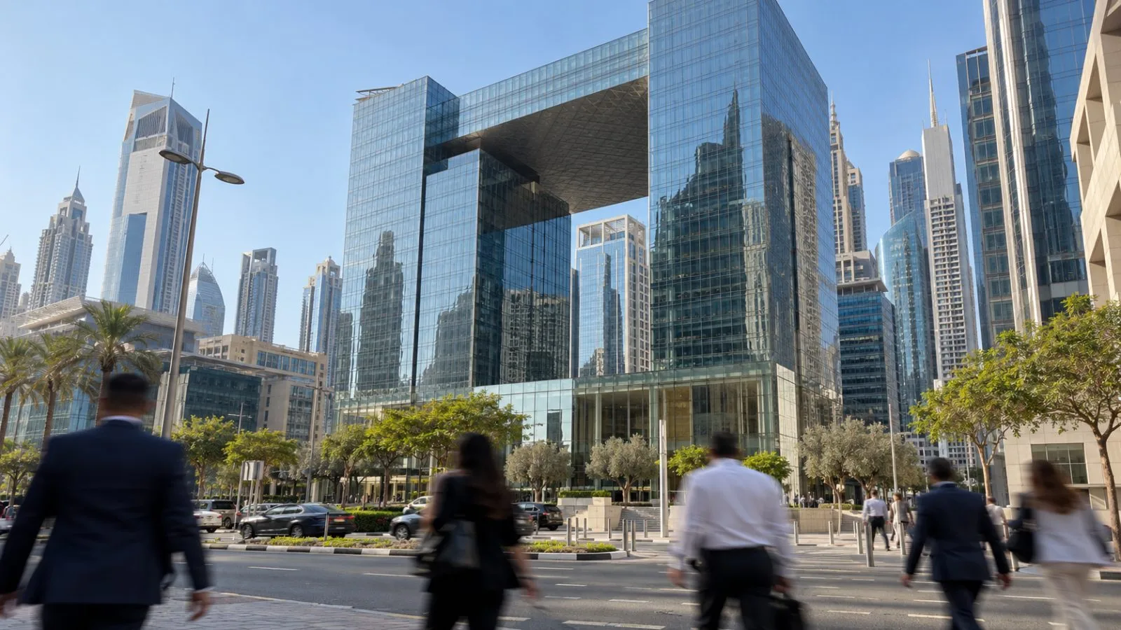 Office towers housing the Federal Tax Authority rise above Dubai's DIFC streets. (AI-generated image / EconoTimes)