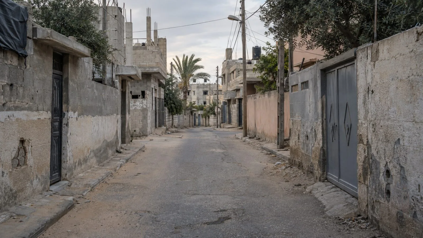 A quiet lane runs along Al-Bureij refugee camp in central Gaza, Palestine. (AI-generated image / EconoTimes)