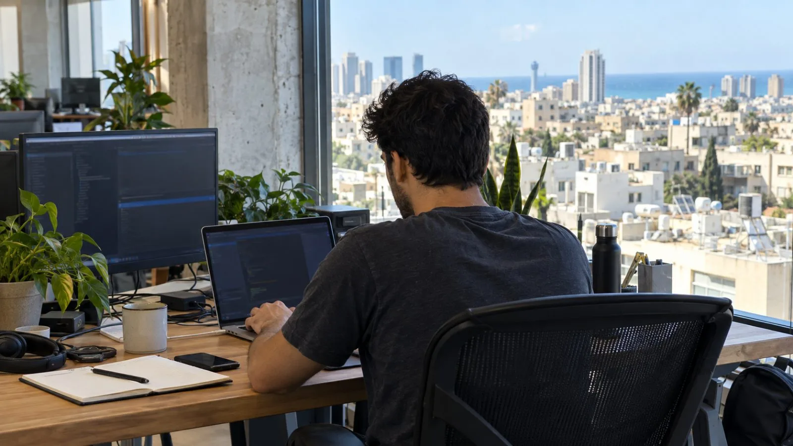 A developer switches a wallet transaction setting at a technology office in Tel Aviv, Israel / EconoTimes.ai
