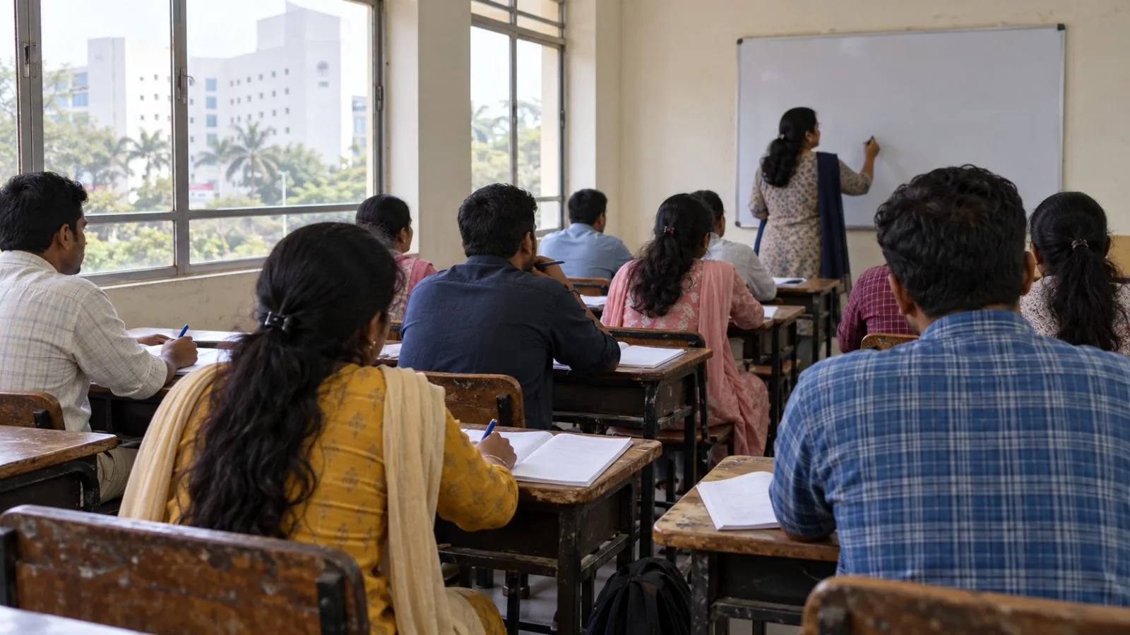 Rural trainees attend a language lesson in a vocational classroom in Bhopal, Madhya Pradesh, India. / EconoTimes.ai