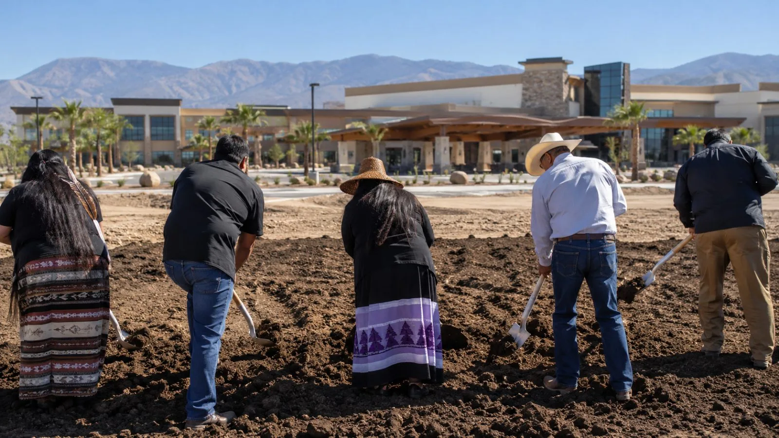 Attendees break ground for the casino expansion in Mettler, California. (AI-generated image / EconoTimes)