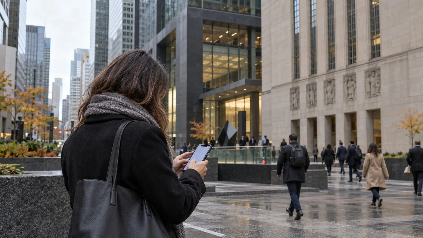 An investor checks a phone outside the Toronto Stock Exchange in Toronto. (AI-generated image / EconoTimes)